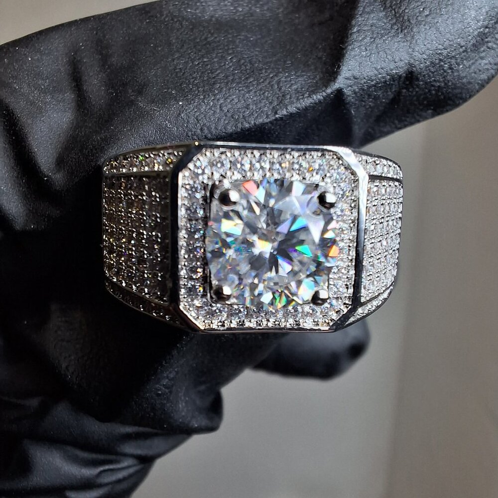 2.0ctw Rhodium Over Silver Filled Moissanite Ring